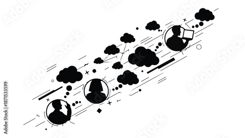 Business professionals networking social media online community cloud computing modern technology concept illustration