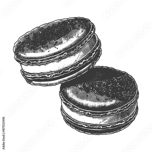 Two Delicious Macarons Floating Delicately