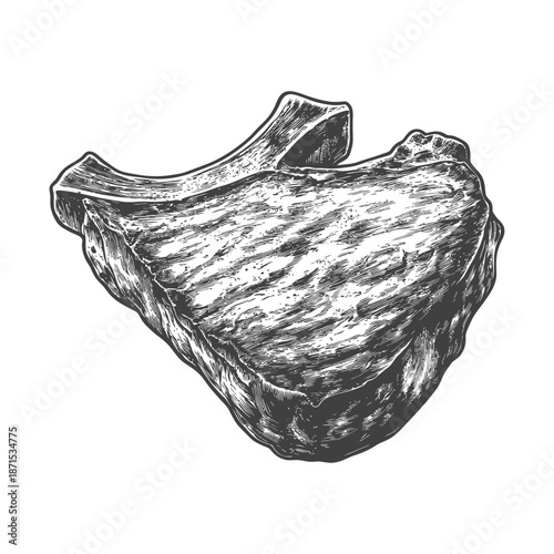 A Detailed Engraving Of A Grilled Steak