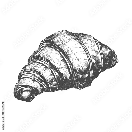 A Detailed Hand Drawn Illustration Of A Croissant