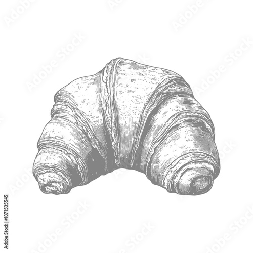 A Detailed Drawing Of A Single Croissant Pastry