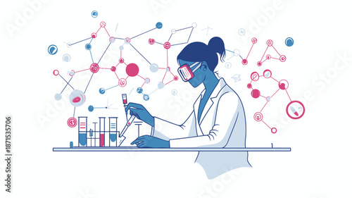 Female Scientist Conducting Laboratory Experiment.