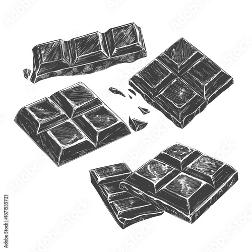Delicious Chocolate Bars Broken Into Pieces