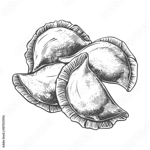 Hand Drawn Illustration Of Three Delicious Empanadas
