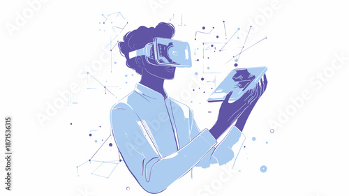 Man wearing virtual reality headset and holding controller.