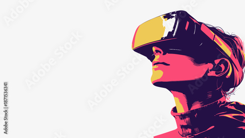 Man Wearing Virtual Reality Headset Closeup.