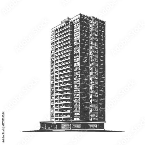 A Hand Drawn Sketch Of A Modern Apartment Building