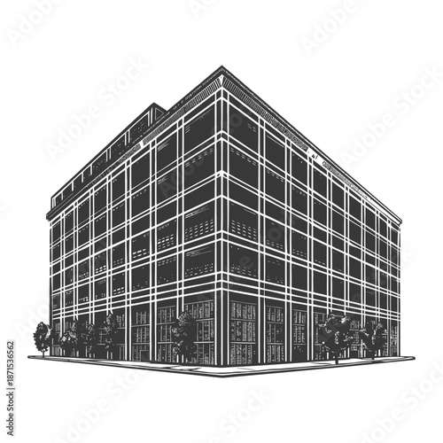 Modern City Building Architectural Sketch Design