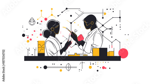 Scientists Working Together in Laboratory Setting.