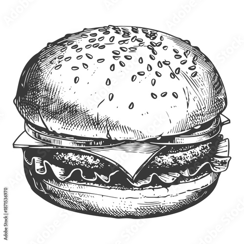 A Delicious Hand Drawn Sketch Of A Burger