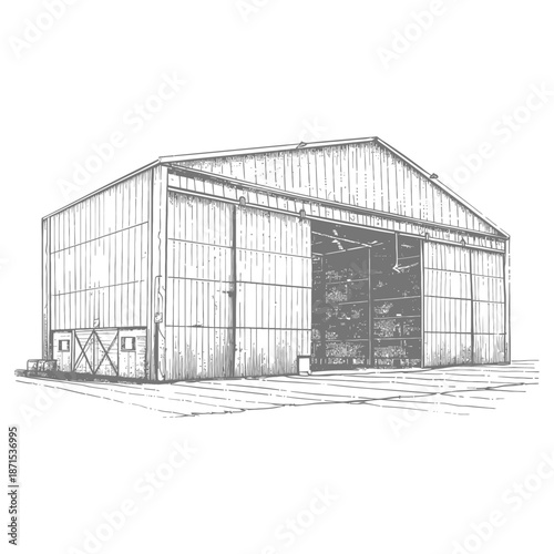 Large Hangar Building With Sliding Doors