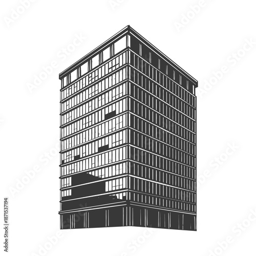 Modern Office Building Architectural Sketch Design