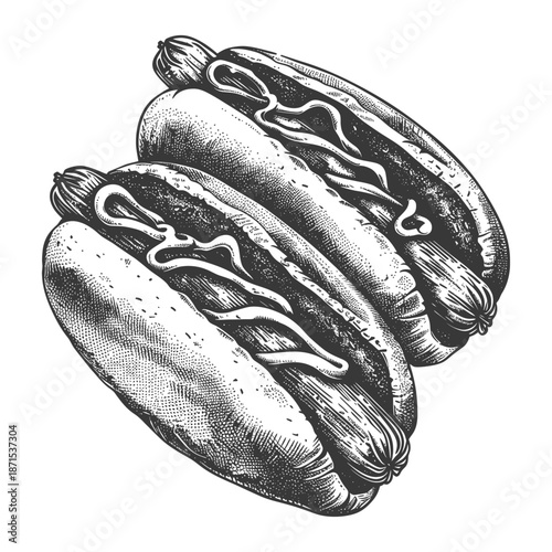 Two Delicious Hot Dogs with Mustard and Relish