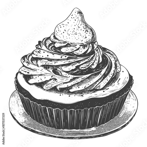 Delicious Swirled Cupcake On A Plate A Sweet Treat