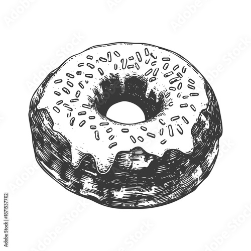 Glazed Donut Sprinkled With Sweet Confectionery