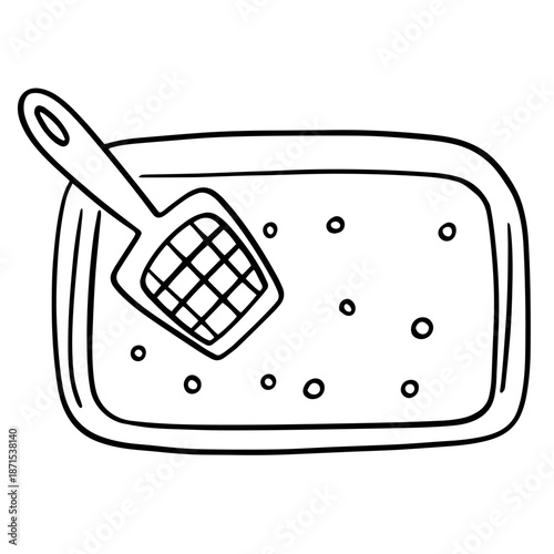 Hand Drawn Doodle Cat Litter Box Illustration for Pet Shop Branding and Veterinary Design
