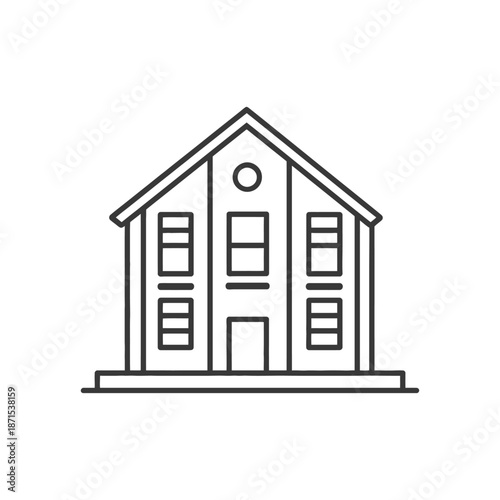 Simple Line Drawing of a Multi Story Building