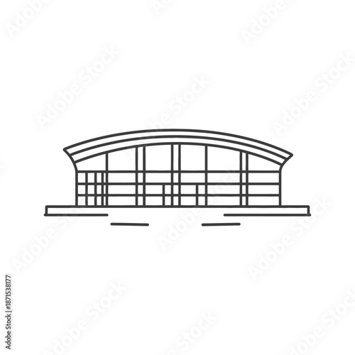 Simple Line Drawing Of A Modern Arena Building
