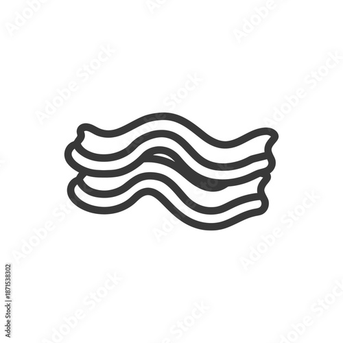 Simple Line Drawing of Three Wavy Bacon Strips