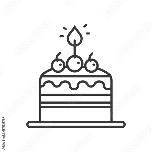 Layered Cake with Cherries and Candle