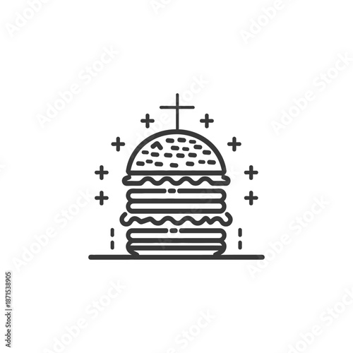 A Large Delicious Burger Topped With a Cross
