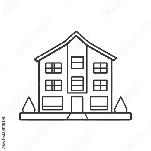 A Simple Line Drawing Of A Multi Story Building