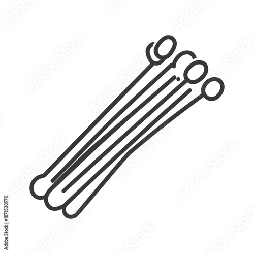A Simple Line Drawing Of Three Stalks Of Lemongrass