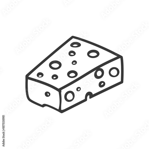 A Simple Line Drawing Of A Wedge Of Cheese