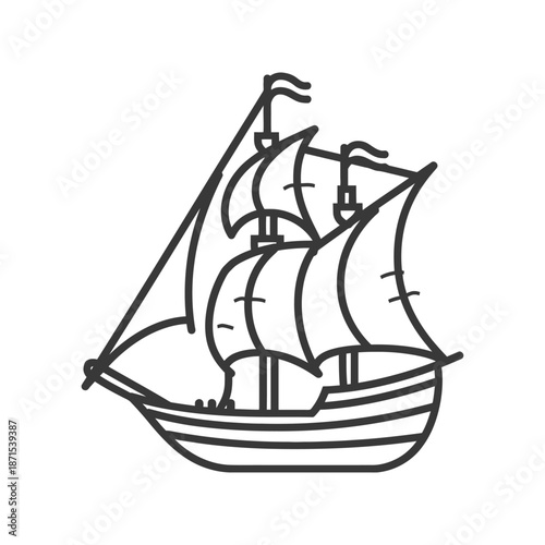 A Classic Sailing Ship with Multiple Sails