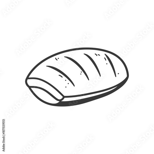 A Simple Line Drawing Of A Loaf Of Bread