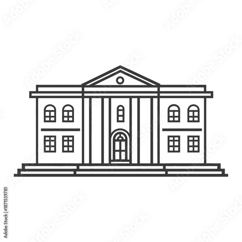 Classic Building Architectural Line Drawing Design