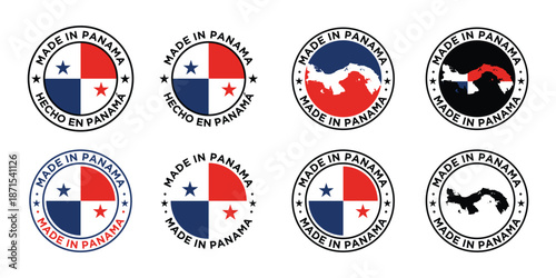 set of made in panama stamp label design