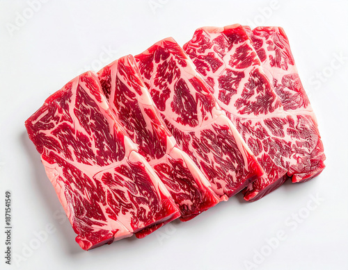 Raw wagyu slices