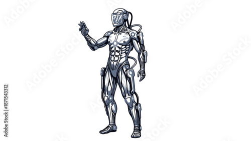 Futuristic Robot Illustration with Mechanical Body.