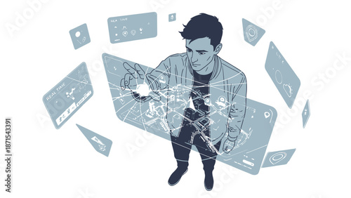 Man Standing with Credit Cards and Money.