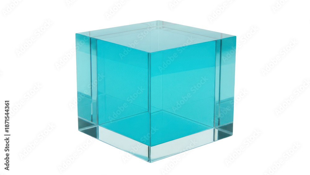 Fototapeta premium Transparent Blue Cube Isolated on Transparent Background