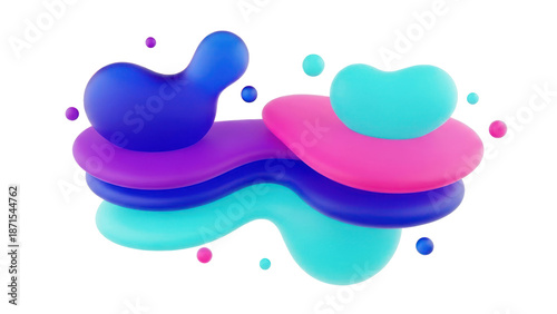 Abstract 3D Shape Composition, Isolated on Transparent Background