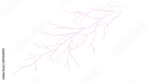 Purple lightning bolt, electric discharge, isolated on transparent background