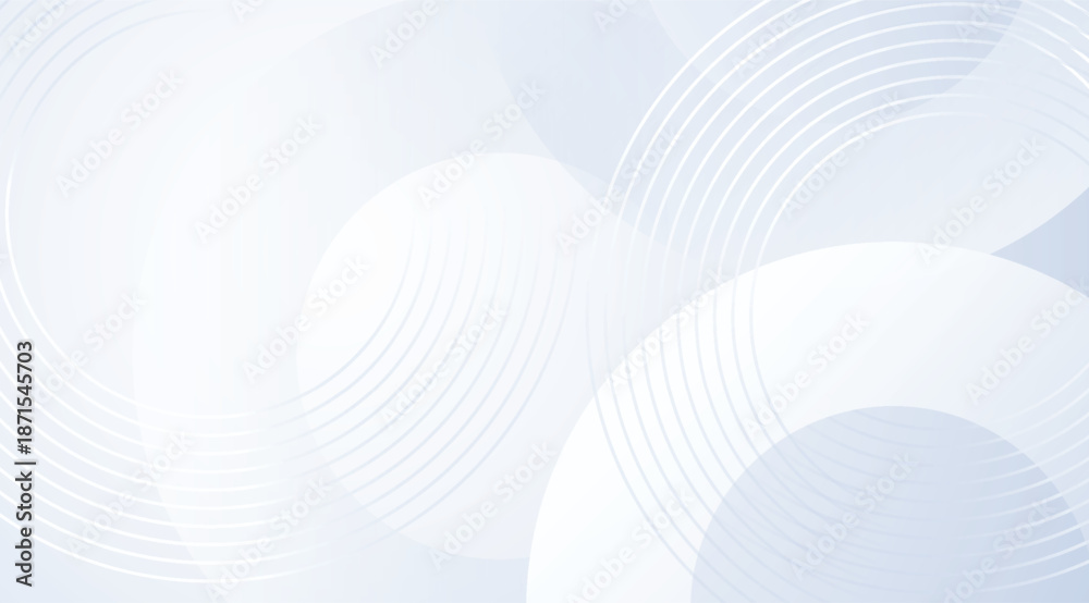 Fototapeta premium Abstract light blue and white geometric circles background with wavy lines for modern business design