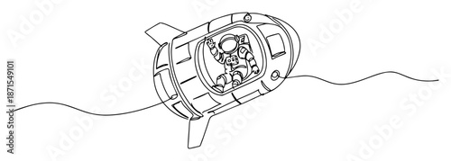 submarine on surface top view line art