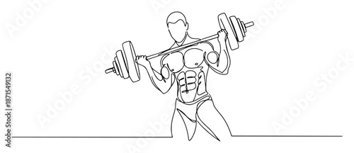 bodybuilder lifting barbell line drawing