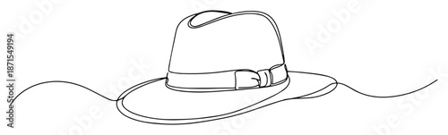 classic fedora hat on surface vector drawing