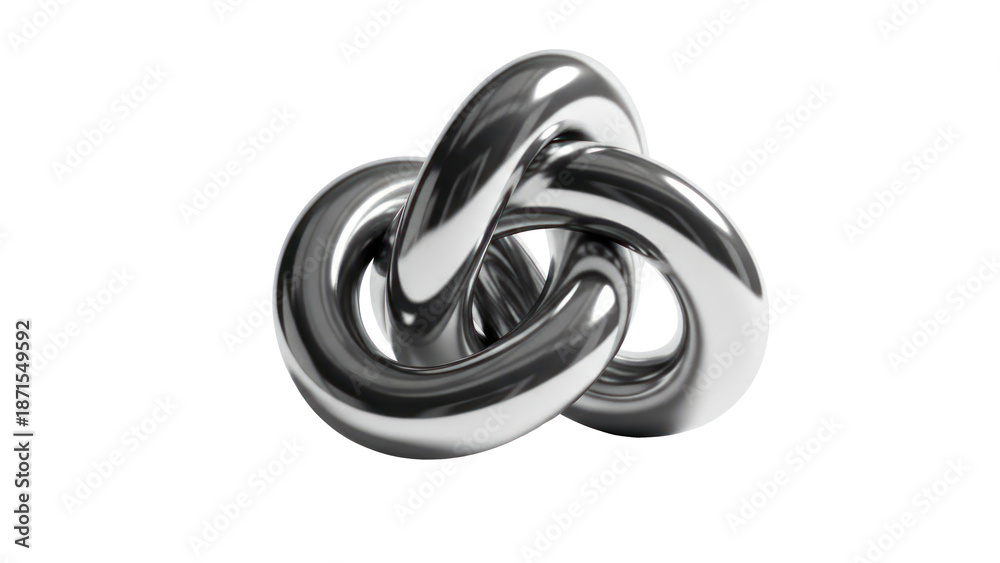 Fototapeta premium Silver metallic knot isolated on transparent background