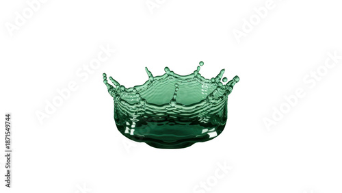 Green Water Splash Crown Isolated on Transparent Background