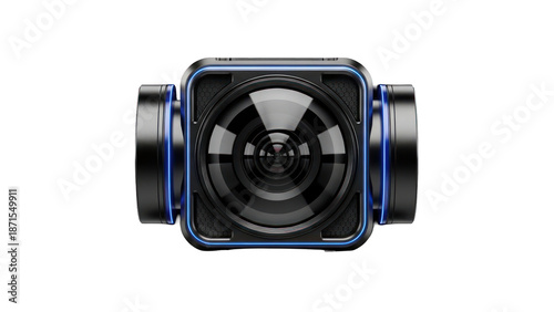 Action Camera with Dual Lenses Isolated on Transparent Background