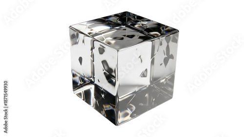 Abstract Crystal Cube Isolated on Transparent Background
