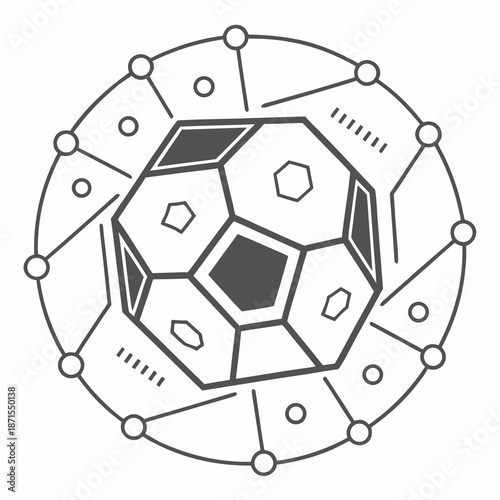 Modern geometric pattern with interconnected shapes and lines