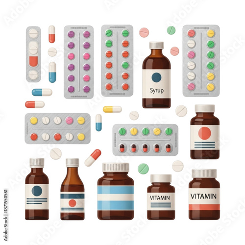 Medicine bottles and medicines 