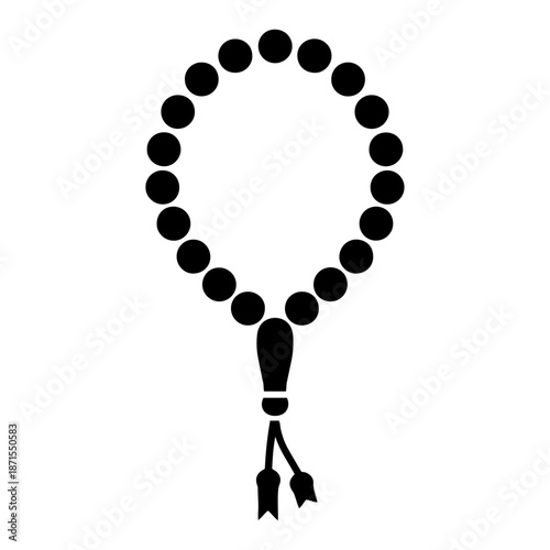 Black silhouette illustration of islamic prayer beads or tasbih rosary
