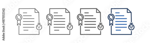 
outline icon set birth certificate with child birth document design